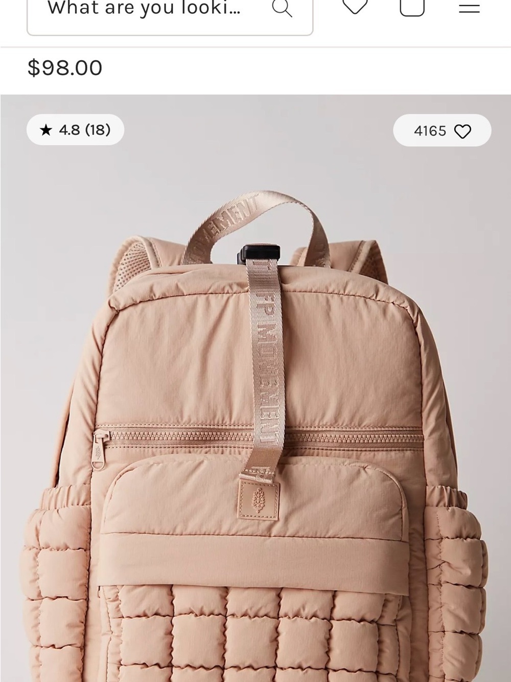 FP Movement by Free People Quilted Mini Backpack in Blush